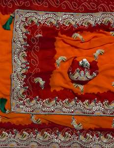 Jyothika Double Couleur Nord Et Sud Indien À La Mode Saree Avec Zardosi Tissu Blouse Pièce De Mariage spécial - Product Image 4