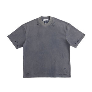 Camiseta de calle extragrande lavada con ácido Vintage para hombre, camiseta en blanco ecológica con peso pesado y logotipo personalizado para hombre - Product Image 1