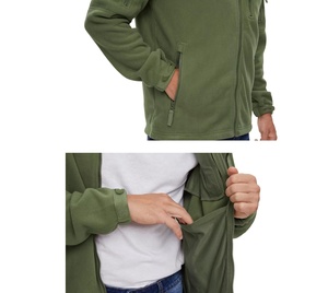 Chaqueta de lana Softshell cortavientos impermeable de invierno personalizada para hombre abrigo cálido con capucha para deportes al aire libre - Product Image 4