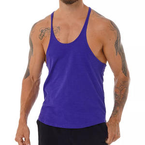 Purple Stringer Tank Top for Men 100% Cotton Made Y-Back Bodybuilding <b>Vest</b> Loose <b>Muscle</b> Fit Gym Wear Custom Logo Men Tank Top - Product Image 1
