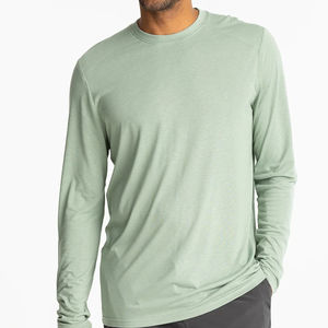 Impression de logo personnalisé de haute qualité pour hommes séchage rapide respirant léger couleur unie à manches longues pour hommes t-shirts - Product Image 5
