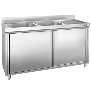 ตู้ซิงค์เชิงพาณิชย์ PREMIUM - สแตนเลส - 1800x600 มม. - 2 ช่องซิงค์ ซ้าย - Product Image 3