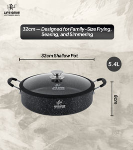 Olla Poco Profunda Antiadherente de Granito Premium con Tapa de Vidrio y Borde de Silicona - Product Image 2