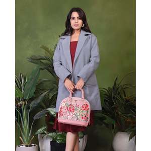 Embroidered Leather <b>Wedding</b> Handbag for Women-Pink Evening <b>Clutch</b> - Product Image 6