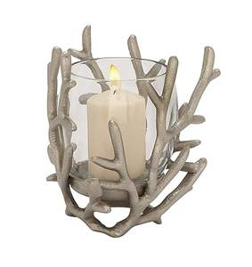 Photophore rond en fer de luxe Porte-bougie en acier fait à la main avec nickelage Design unique pour les mariages de noël - Product Image 3