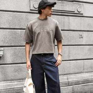 เสื้อยืดผ้าฝ้าย100% แขนสั้นสำหรับผู้ชายเสื้อยืดระบายอากาศกันหดพิมพ์โลโก้ตามสั่ง - Product Image 1