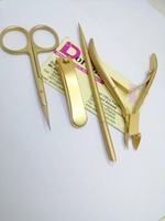 Outils de manucure et pédicure en acier inoxydable plaqué or mat certifiés CE, professionnels, durables, coupe-ongles 5 en 1, pince à cuticules