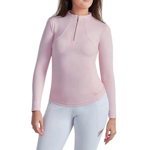 Top ecuestre de manga larga para mujer, capa Base de caballo transpirable con cremallera de secado rápido para ropa de montar - Product Image 3