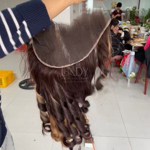 ผมแท้คุณภาพสูงแบบออมเบรสีเด้งดึ๋ง พร้อมผมปิดหน้าผากและผมเป็นมัดสำหรับทำวิก - Product Image 3