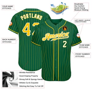 Custom Kelly Green Gold Pinstripe Gold-White Authentic Baseball Jersey - Product Image 3