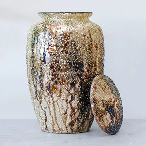 Urne funéraire aux galets d'or Urne funéraire commémorative étincelante fabriquée à la main Cendres humaines adultes Exportateur Fournisseur en vrac Fabricant - Product Image 4