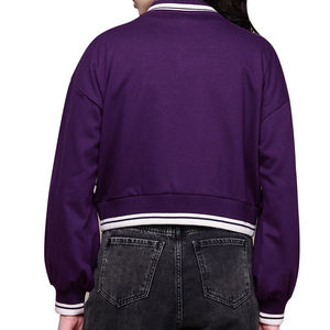 2025 nouvelle mode femmes Varsity vestes à manches longues en cuir avec flocage respirant tricoté en gros Baseball Varsity vestes - Product Image 4