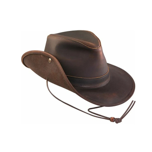 Sombrero de cuero tradicional Vaquero Moda Personalizar OEM A granel Ligero Hecho a mano Ala ancha Chocolate Cuero Sombreros occidentales - Product Image 2