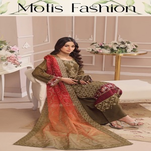 Robes Eid Robes de soirée lourdes pour femmes avec mousseline brodée Costumes punjabi trois pièces par Motis Fashion Vol ANCHAL - Product Image 5