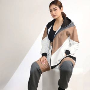 Conjunto de chándal con cremallera para mujer al por mayor | Traje de correr de dos piezas de moda con chaqueta con cremallera completa y pantalones de chándal con cintura elástica - Product Image 3