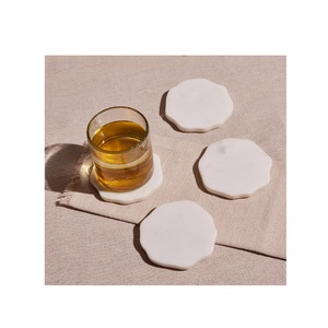 Marble <b>Coaster</b> <b>With</b> Round Shape for Tea Coffee 4 Pieces <b>Set</b> <b>With</b> <b>Holder</b> Feature Eco Friendly black white color - Product Image 2