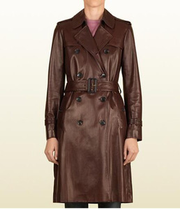 Premium Quality Customized Button Down Brown Leather <b>Long</b> Coat for Women Real Leather <b>Jacket</b> Coat - Product Image 1