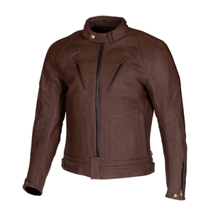 Veste de moto d'hiver écologique en cuir véritable marron de qualité supérieure pour homme, coupe-vent et respirant, à séchage rapide - Product Image 2