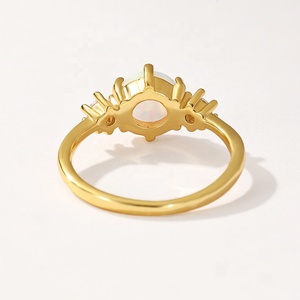 Nagosa novia boda joyería 18K oro vermeil 925 plata esterlina oro sólido rayo de esperanza redondo zirconia cúbica ópalo mujeres anillo - Product Image 3