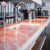 Marbre onyx rose pakistanais translucide à bon prix pour plan de travail, panneaux muraux en marbre onyx rose cristallin