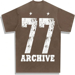 Las camisetas de manga corta desteñidas de gran tamaño para hombre más vendidas 100% algodón estambre letra gráfica Camisetas cuello redondo Casuales - Product Image 3