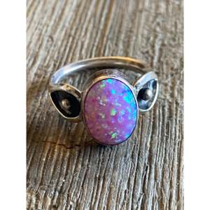 Navajo Opal & Sterling <b>Silver</b> <b>Ring</b> Size 5.75 Rhodium & Gold Plated Set with Gemstone for <b>Men</b> Everyday Wear - Product Image 1