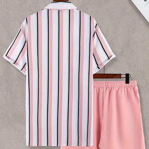 Ensemble d'été pour hommes, tenue décontractée en deux pièces, ensemble deux pièces pour hommes, chemise à manches courtes et short, costumes d'été pour hommes en deux pièces, manches courtes - Product Image 2