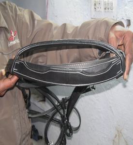 บังเหียนม้ากระโดดหนังม้าแท้พร้อมสายรัดสีน้ำตาลยกกายวิภาคอินเดีย - Product Image 6