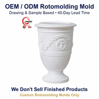 Cetakan Rotomolding Kustom OEM ODM Pot Bunga Urn Putih Berembos Cetakan Rotasi Penanam Taman Vas Alas Pijakan Langsung dari Pabrik