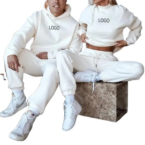 Setelan pasangan bulu katun desain OEM kustom setelan olahraga pasangan pakaian serasi untuk pasangan Tracksuit - Product Image 1
