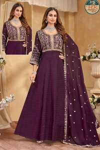 Elegante Vestido Anarkali Bordado con Diseño de Vino y Dupatta para Mujer - Product Image 2