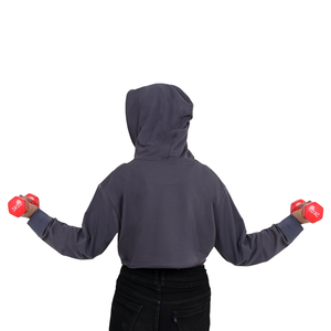 Haut court à capuche pour femme 2026 à manches longues – Tissu tricoté 100 % coton respirant pour la gym et l'extérieur - Product Image 2