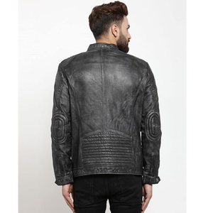 Veste en cuir de haute qualité pour hommes, coupe ajustée, décoration de poche avec col, vêtements d'hiver - Product Image 3