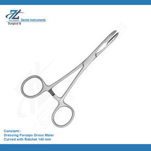 Forceps à panser courbés en acier inoxydable Gross Maier 140 mm à cliquet manuel pour usage dentaire et hospitalier, fabriqué au Pakistan - Product Image 2