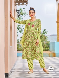 คอลเลกชันฤดูร้อนของนักออกแบบตามความต้องการสูงกางเกง Kurti พร้อม Dupatta สําหรับสุภาพสตรี สวมใส่ มีจําหน่ายในราคา Afforanele - Product Image 2