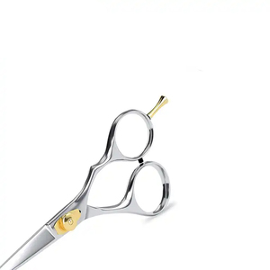 กรรไกรตัดหนวดเคราสำหรับร้านเสริมสวยพร้อมสกรูและนิ้วปรับได้สีทอง - Product Image 4