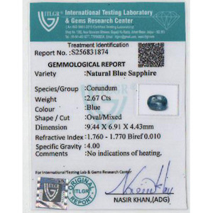 พลอยไพลินสีน้ำเงินรอยัล 2.67 กะรัต ขนาด 8 มม. x 1.5 มม. เจียระไนทรงเหลี่ยม ผ่านการอบความร้อน รูขนาด 1 มม. แบบเม็ดเดี่ยว - Product Image 4