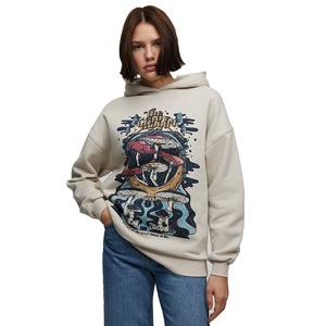 Sweat-shirt à capuche pour femme de haute qualité, 100% coton, lourd, écologique, logo personnalisé, streetwear, confortable - Product Image 2