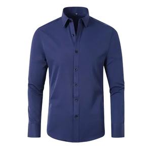 Camisa Euro de manga larga para hombre, 100% algodón, sin hierro, cuatro vías, elástica, transpirable, sostenible, sedoso, Comercio Exterior transfronterizo - Product Image 6