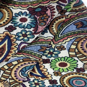 Tela de tejido Jacquard de algodón y poliéster duradero, patrón de Cachemira transpirable, tejido de urdimbre, diseño personalizado por el fabricante para uso en bolsas - Product Image 5