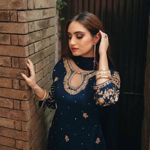 Nouvel arrivage Dernier designer Georgette lourde Séquence lourde Broderie Travail Top & Palazzo avec ensemble Dupatta - Product Image 1