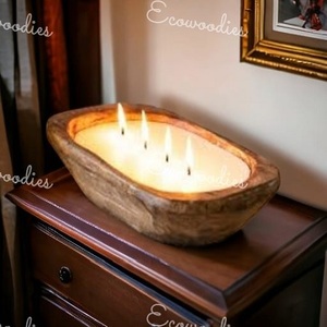 Cuenco de madera natural de calidad única, cuencos de madera de bambú rústicos hechos a mano, cuenco de masa de 4 mechas para el hogar, Hotel y restaurante - Product Image 6
