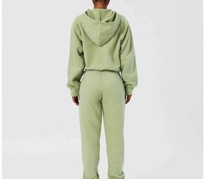 Women's 100% Cotton Oversize Hoodie Sweatshirt Set Breathable Winter Fleece Tracksuit <b>Crop</b> <b>Top</b> Hoodies <b>Tops</b> Solid Pattern Front - Product Image 2