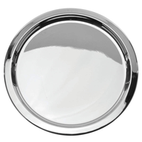 Assiette de service en acier inoxydable argenté, écologique, avec logo personnalisé, design classique moderne poli, pour décorations de mariage indien