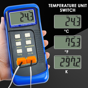 Chất lượng cao kỹ thuật số 2 kênh k-loại Nhiệt kế cặp nhiệt điện 50 ~ 1300degC cầm tay cảm biến nhiệt độ cao - Product Image 6