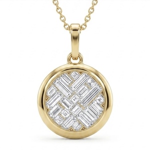 Colgante de oro amarillo de 18 quilates con diamante cultivado en laboratorio certificado por IGI, talla baguette y engaste de bisel, para hombre. - Product Image 1