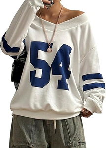Sudadera con cuello en V bordada de Nueva York para mujer, jersey de manga larga de gran tamaño, moda de otoño 2025 para mujer, diseño personalizado - Product Image 5