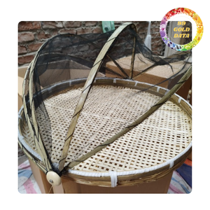 Cesta de bambú natural con cubierta plegable de red para Alimentos | Origen de Vietnam - Product Image 3