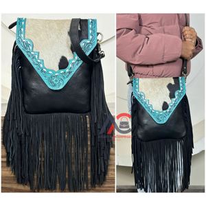 กระเป๋าสะพายข้างหนังวัวแท้สไตล์ตะวันตก ดีไซน์ทันสมัย  งานฝีมือประณีต  จุของได้เยอะ  สำหรับผู้หญิง - Product Image 1