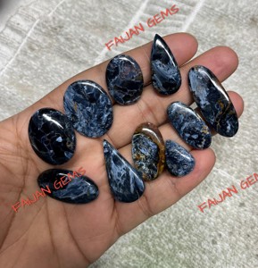 หินเพียเทอร์ไซต์สีฟ้าเครื่องประดับธรรมชาติคุณภาพสูงทำจากหินอัญมณีทรงวงรีทรงหลังเบี้ยอัญมณี - Product Image 6